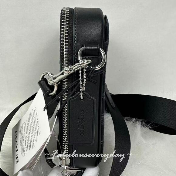 Coach Men's Stanton Crossbody Bag In Signature Denim/Black CAJ44 NWT - Picture 3 of 8